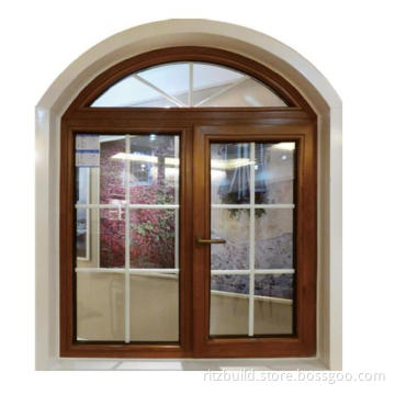 Wood Skin Printed Aluminum Swing Window Insulating Glass Aluminium Swing Window